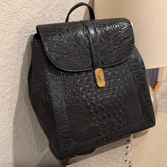 NWT BRAHMIN SADIE BACKPACK BLACK BARLOW MATTE FINISH VACHETTA LEATHER. - Picture 3 of 9
